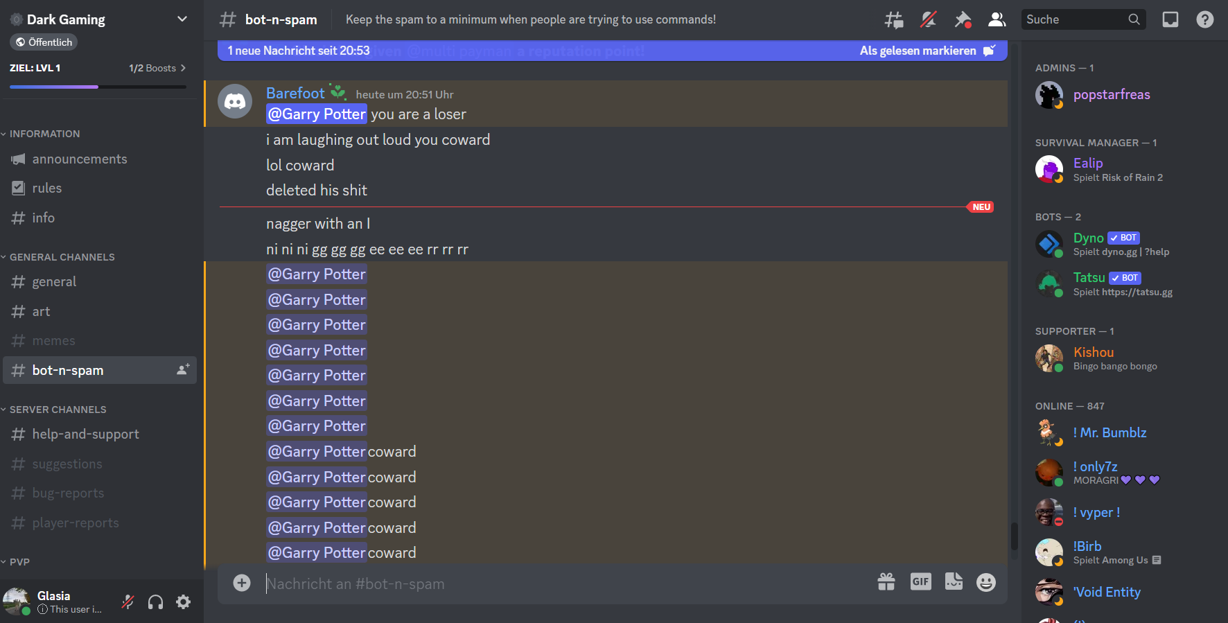 Spam pings, harassment and racism by Barefoot#3096 in discord - Report ...