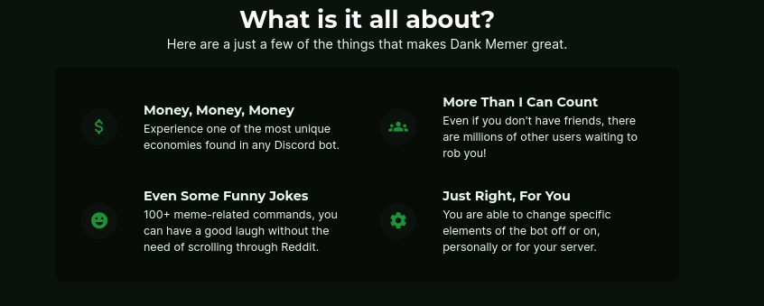 Dank Memer Commands, Discord Bot